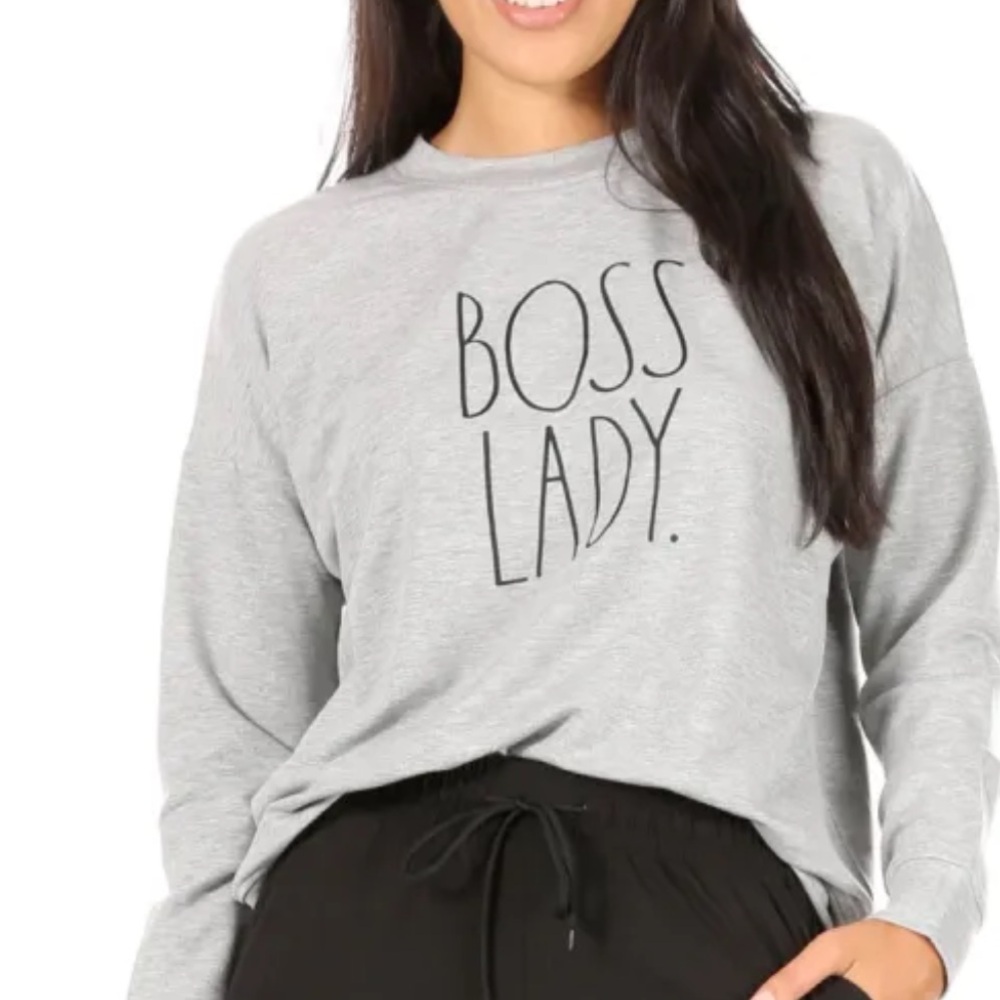 Rae Dunn Gray 'Boss Lady' Long Sleeve Top
